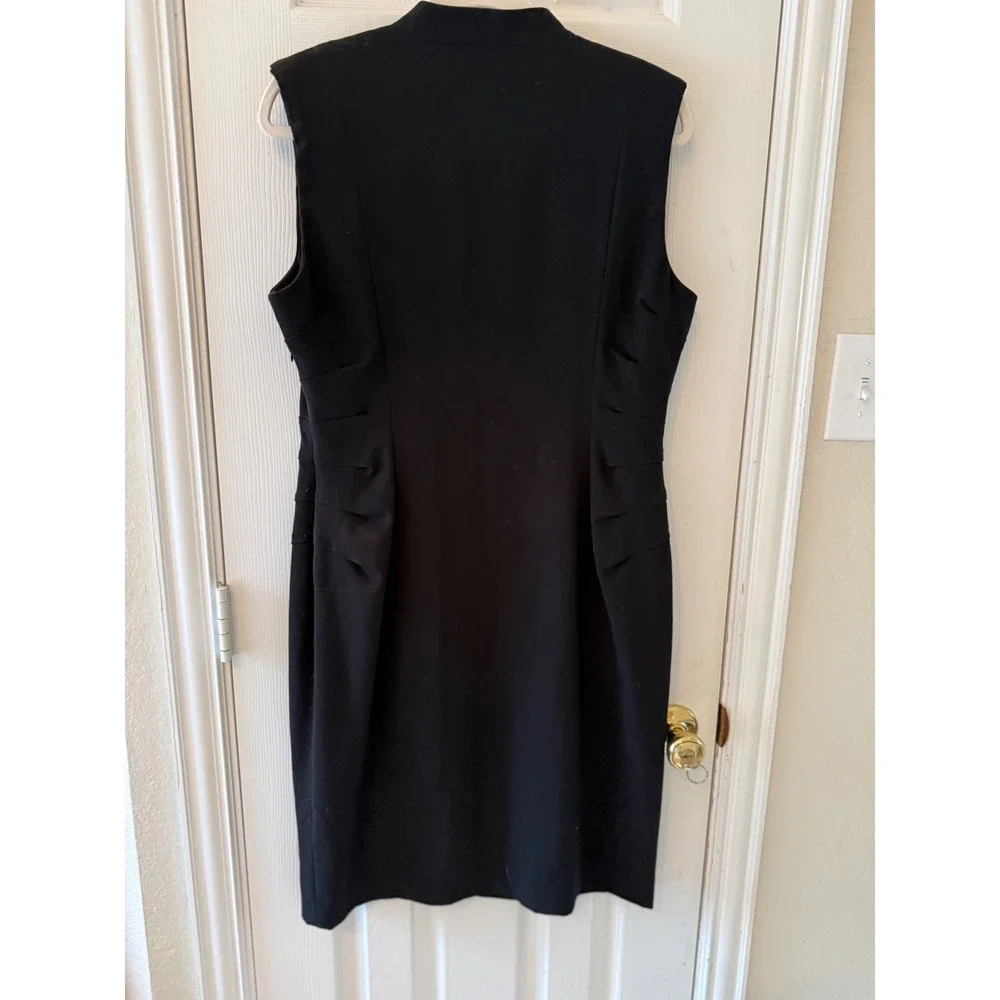 Calvin Klein Black Sleeveless Sheath Dress Mock Neck Business Casual Size 12 - Picture 4 of 10
